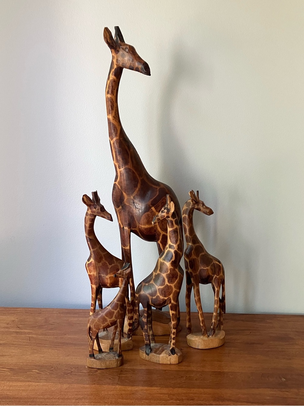Hand-Carved Kenyan Giraffe Set